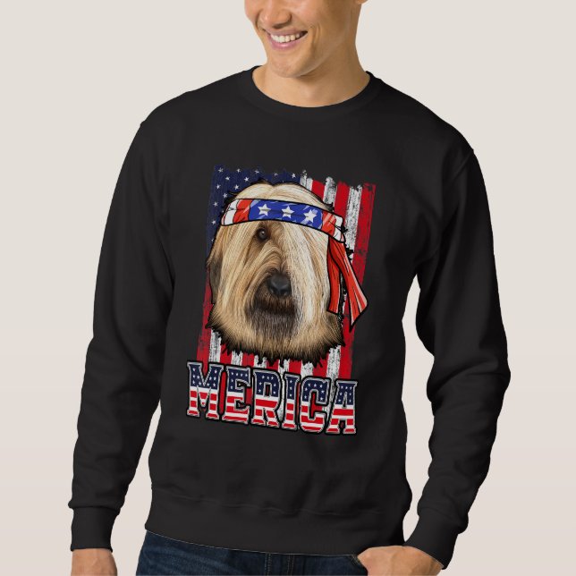 Briard Merica 4th Of July Dog Patriotic Flag Sweatshirt (Front)