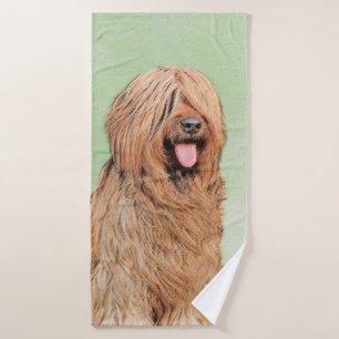 Briard Painting - Cute Original Dog Art Bath Towel Set