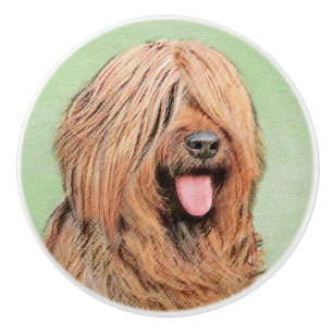 Briard Painting - Cute Original Dog Art Ceramic Knob