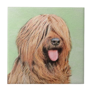 Briard Painting - Cute Original Dog Art Ceramic Tile
