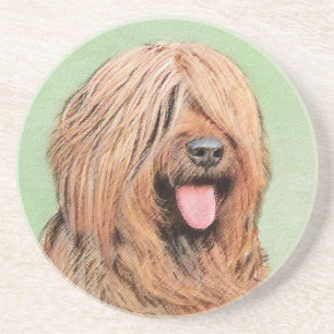 Briard Painting - Cute Original Dog Art Coaster