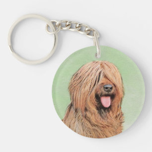 Briard Painting - Cute Original Dog Art Key Ring