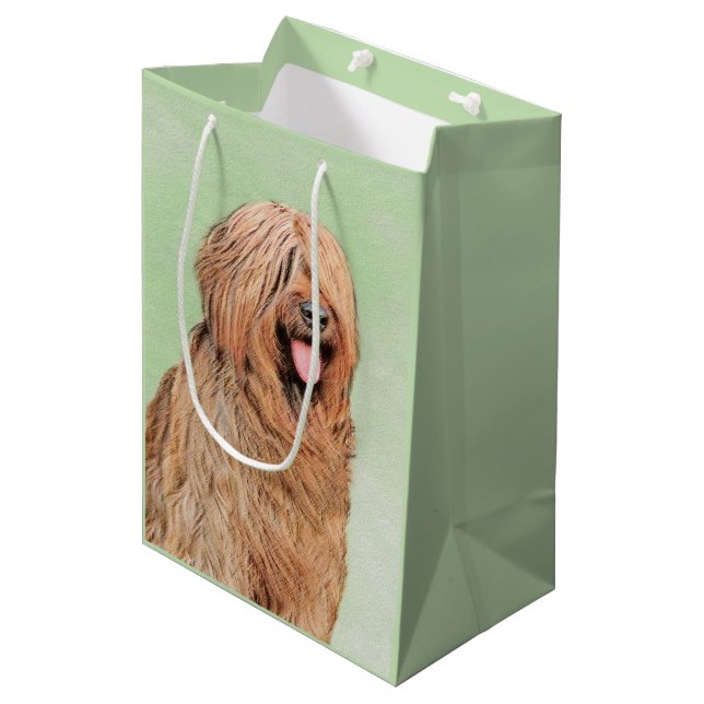 Briard Painting - Cute Original Dog Art Medium Gift Bag (Front Angled)