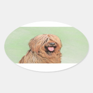 Briard Painting - Cute Original Dog Art Oval Sticker
