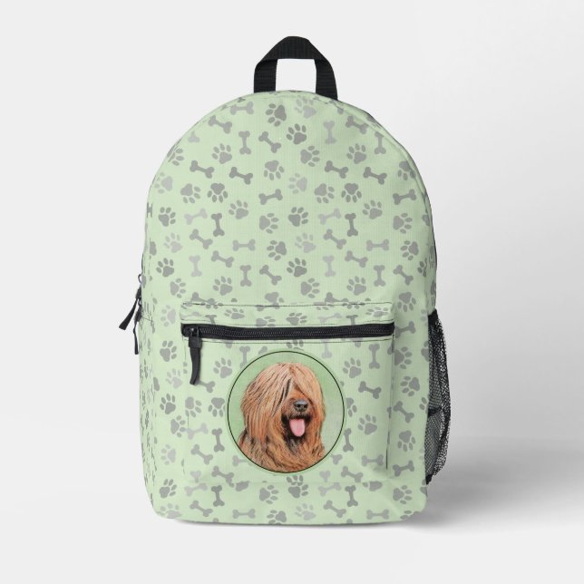 Briard Painting - Cute Original Dog Art Printed Backpack (Front)