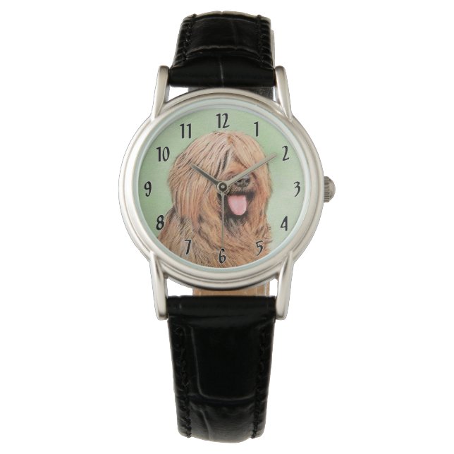 Briard Painting - Cute Original Dog Art Watch (Front)