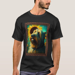 Briard Painting Sunflower Flower Mum Women Floral T-Shirt
