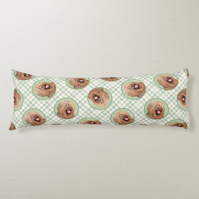 Briard Painting Tawny Black Overlay Cute Dog Art Body Cushion (Front)