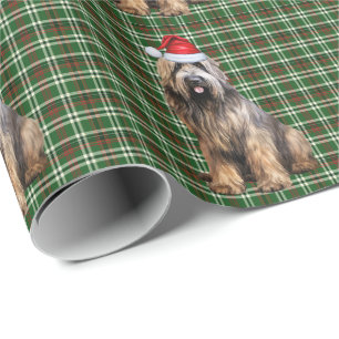 Briard Shepherd Dog Funny Holiday Plaid Christmas Wrapping Paper