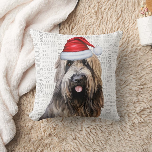 Briard Shepherd Dog Lover Christmas Holiday Cushion (Blanket)