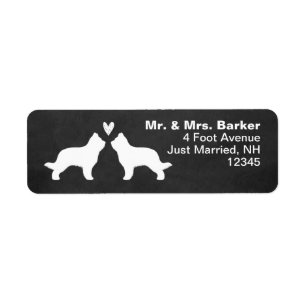 Briard Silhouettes with Heart Return Address Label