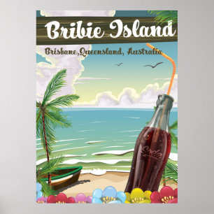 Bribie Island Australia vintage travel poster