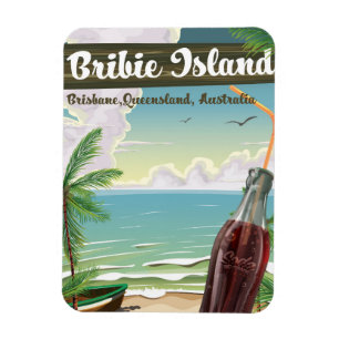Bribie Island Australia vintage travel poster Magnet