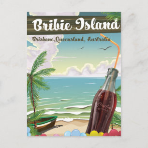 Bribie Island Australia vintage travel poster Postcard