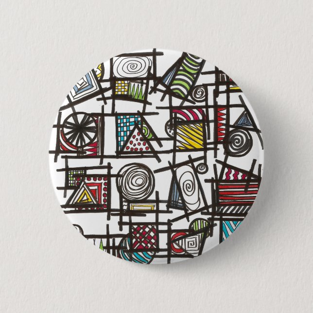 Bric A Brac-Abstract Geometric Ink Doodle Art 6 Cm Round Badge (Front)