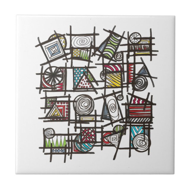 Bric A Brac-Stylish Modern Geometric Art Ceramic Tile (Front)