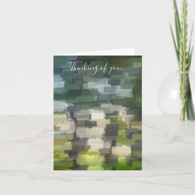 Brick Abstract Summer Green Thinking Of You Card (Front)