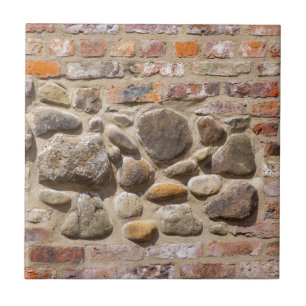 Brick and stone wall ceramic tile