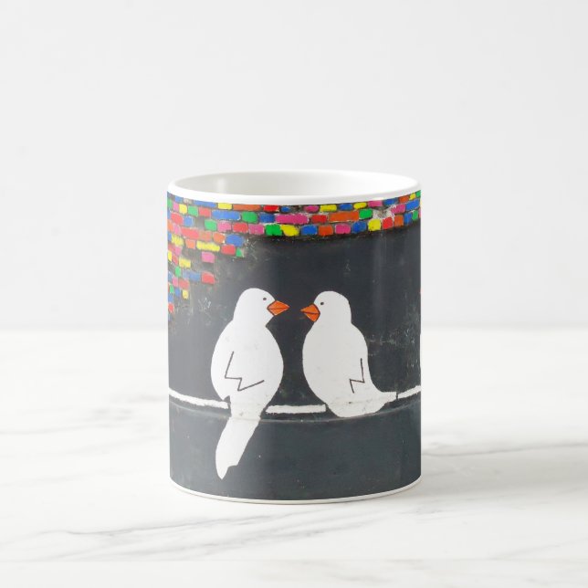 brick bird wall : graffiti wall coffee mug (Center)