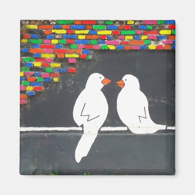 brick bird wall : graffiti wall magnet (Front)