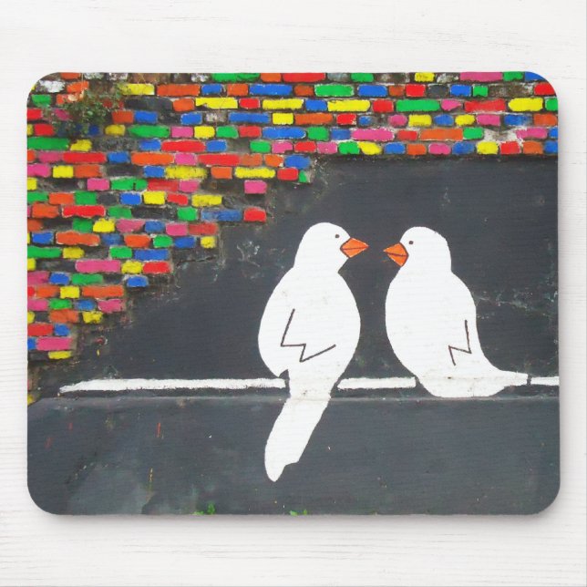 brick bird wall : graffiti wall mouse pad (Front)