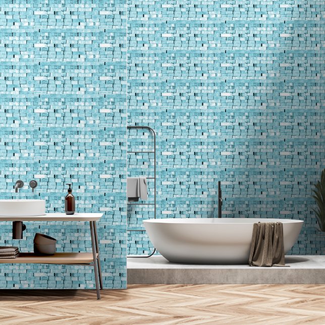 Brick Blue Pattern Wallpaper (Bathroom)