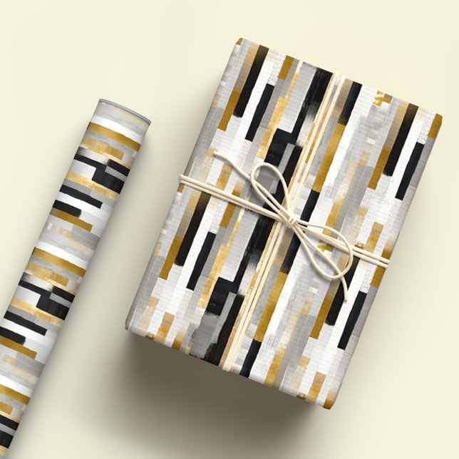 Brick Bond Brushstrokes Geometric Pattern Wrapping Paper (Creator Uploaded)