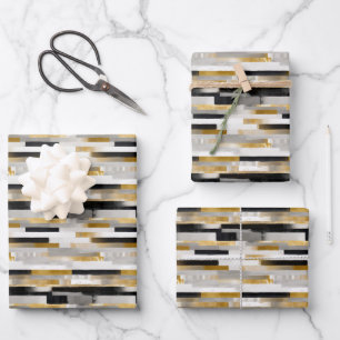 Brick Bond Brushstrokes Geometric Pattern Wrapping Paper Sheet