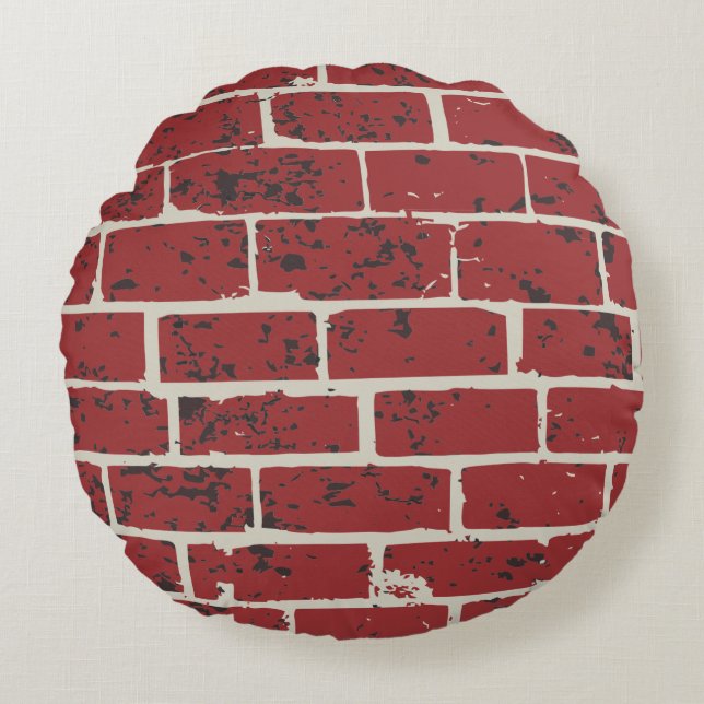 Brick brick tile tile tiled image round cushion (Front)