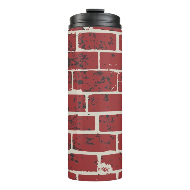 Brick brick tile tile tiled image thermal tumbler (Front)