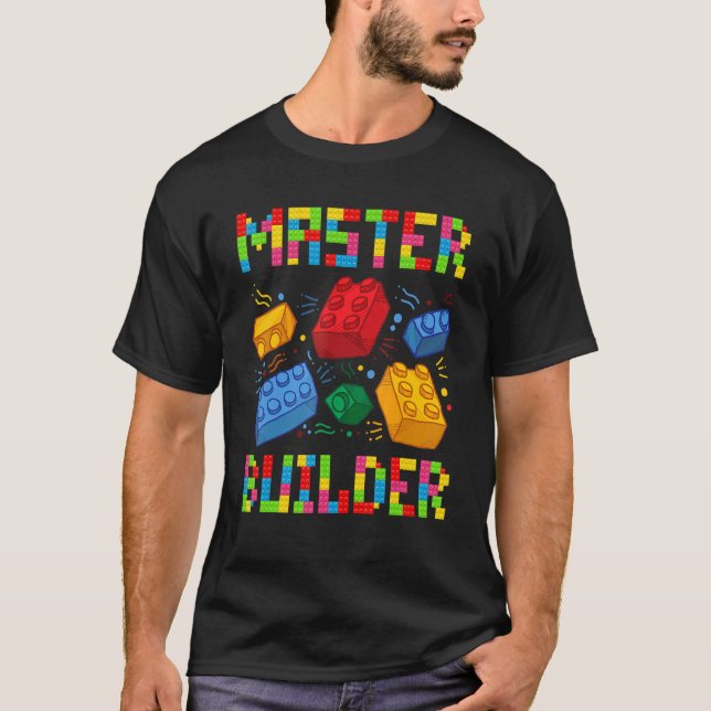 Brick Builder  Blocks Building Master  Boys Girls T-Shirt (Front)