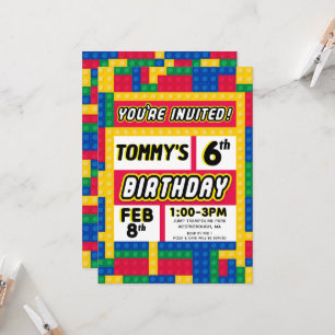 Brick Builder Customizable Birthday Invitation