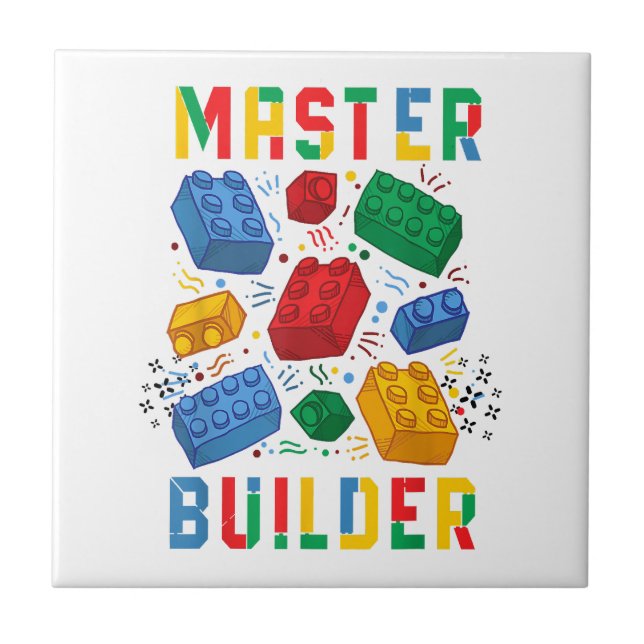 Brick Builder Funny Blocks Building Master Builder Ceramic Tile (Front)
