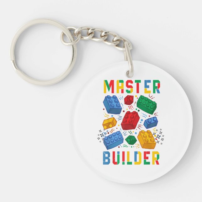 Brick Builder Funny Blocks Building Master Builder Key Ring (Front)