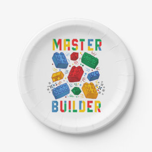 Brick Builder Funny Blocks Building Master Builder Paper Plate