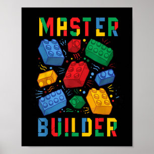Brick Builder Funny Blocks Building Master Builder Poster