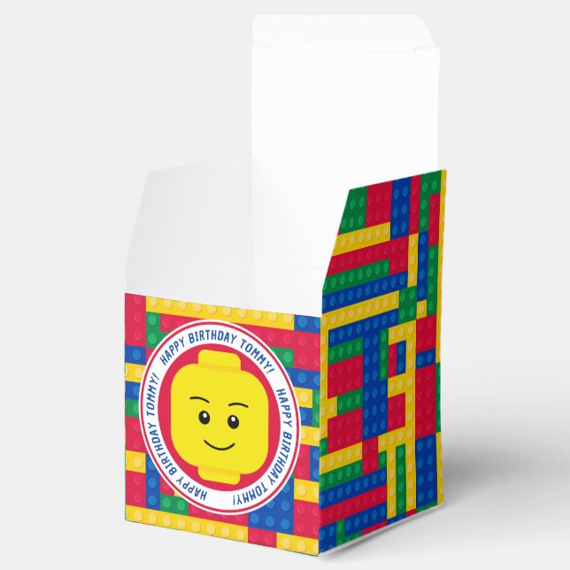 Brick Builder Man Customisable Birthday Favour Box (Opened)