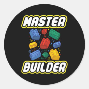 Brick Builder Master Builder Blocks Building Classic Round Sticker