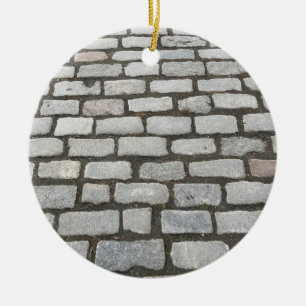 Brick Cobblestone Street Pathway Nature Photograph Ceramic Ornament