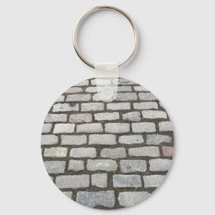 Brick Cobblestone Street Pathway Nature Photograph Key Ring