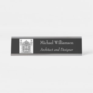 Brick Columns Gate Architect Home Realtor Business Desk Name Plate