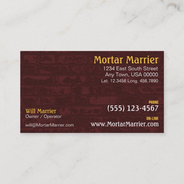 Brick Construction Business Card (Front)