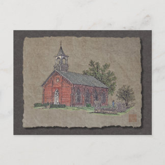 Brick Country Church Postcard