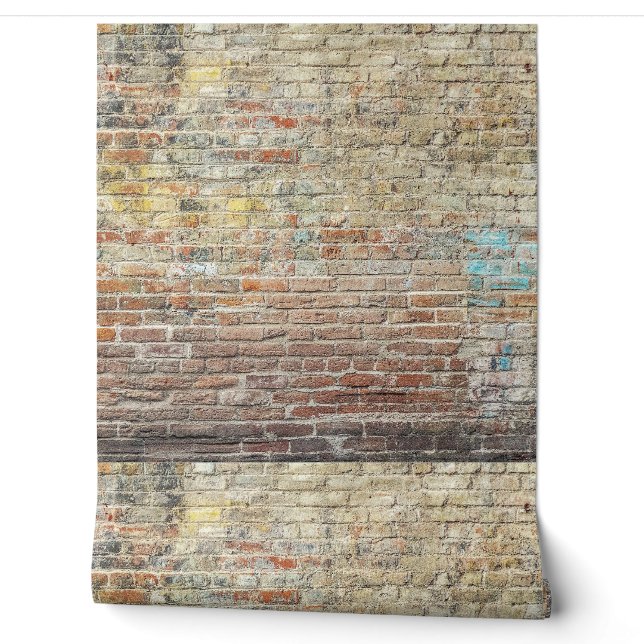 Brick Custom 2' * 12' Textured Vinyl Wallpaper (Unrolling)