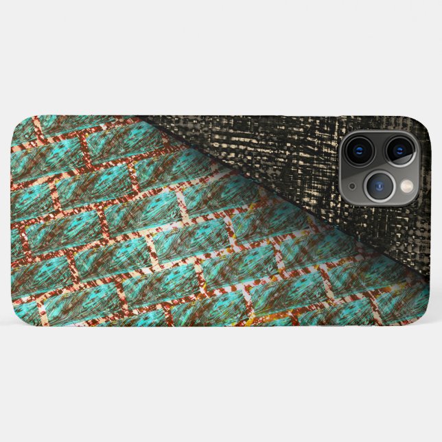 Brick effect light blue spotted, dark brown detail Case-Mate iPhone case (Back (Horizontal))