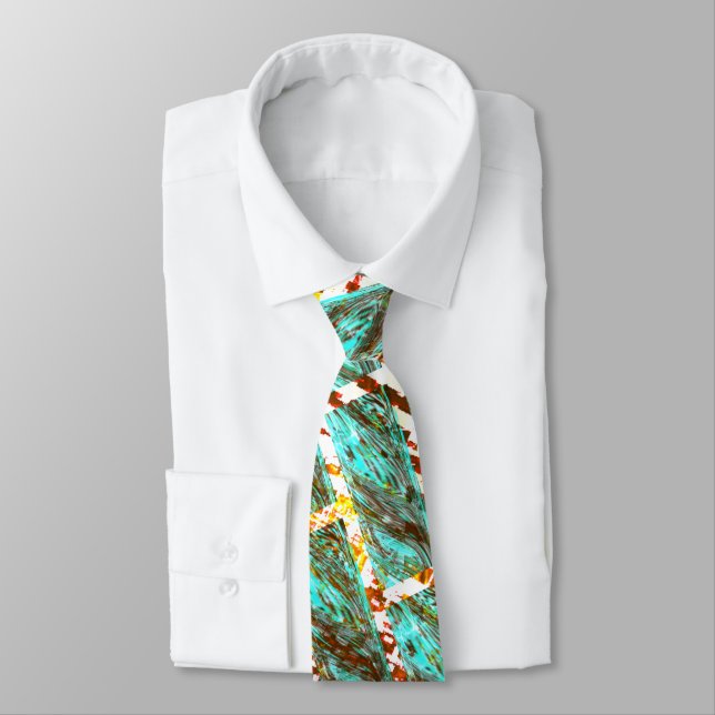 Brick effect, light blue spotted, grazes division. tie (Tied)