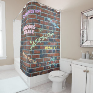 Brick Graffiti Wall Custom Names Shower Curtain