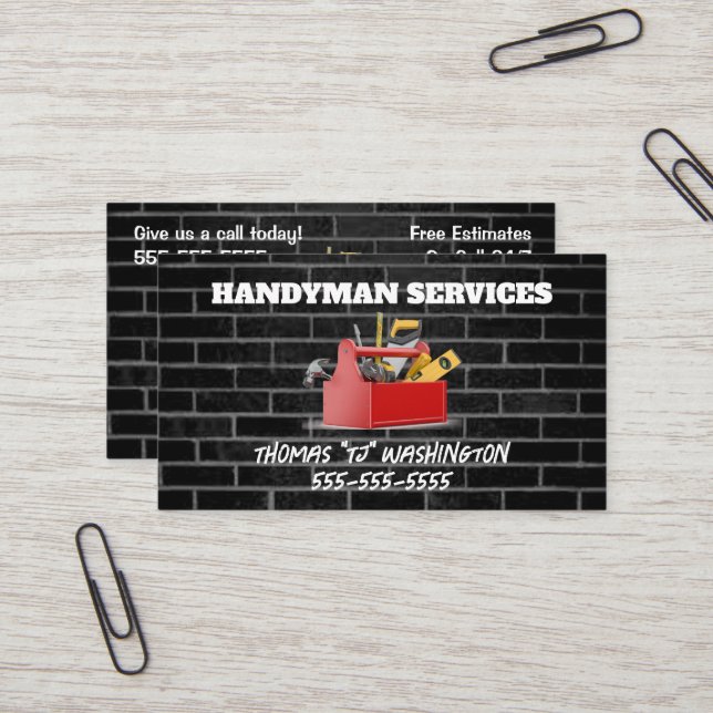 Brick Handyman Business Card (Front/Back In Situ)