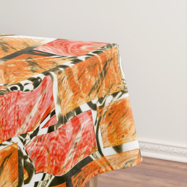 Brick-like drawing with bright shades tablecloth (In Situ)