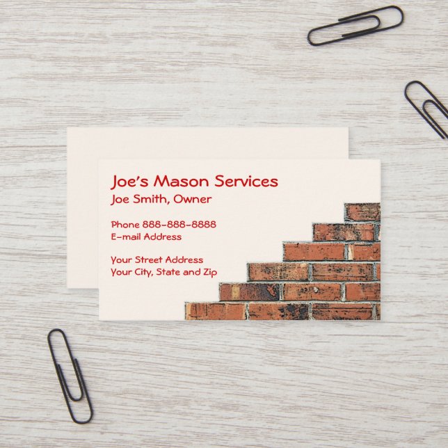 Brick Mason Masonry Business Card (Front/Back In Situ)